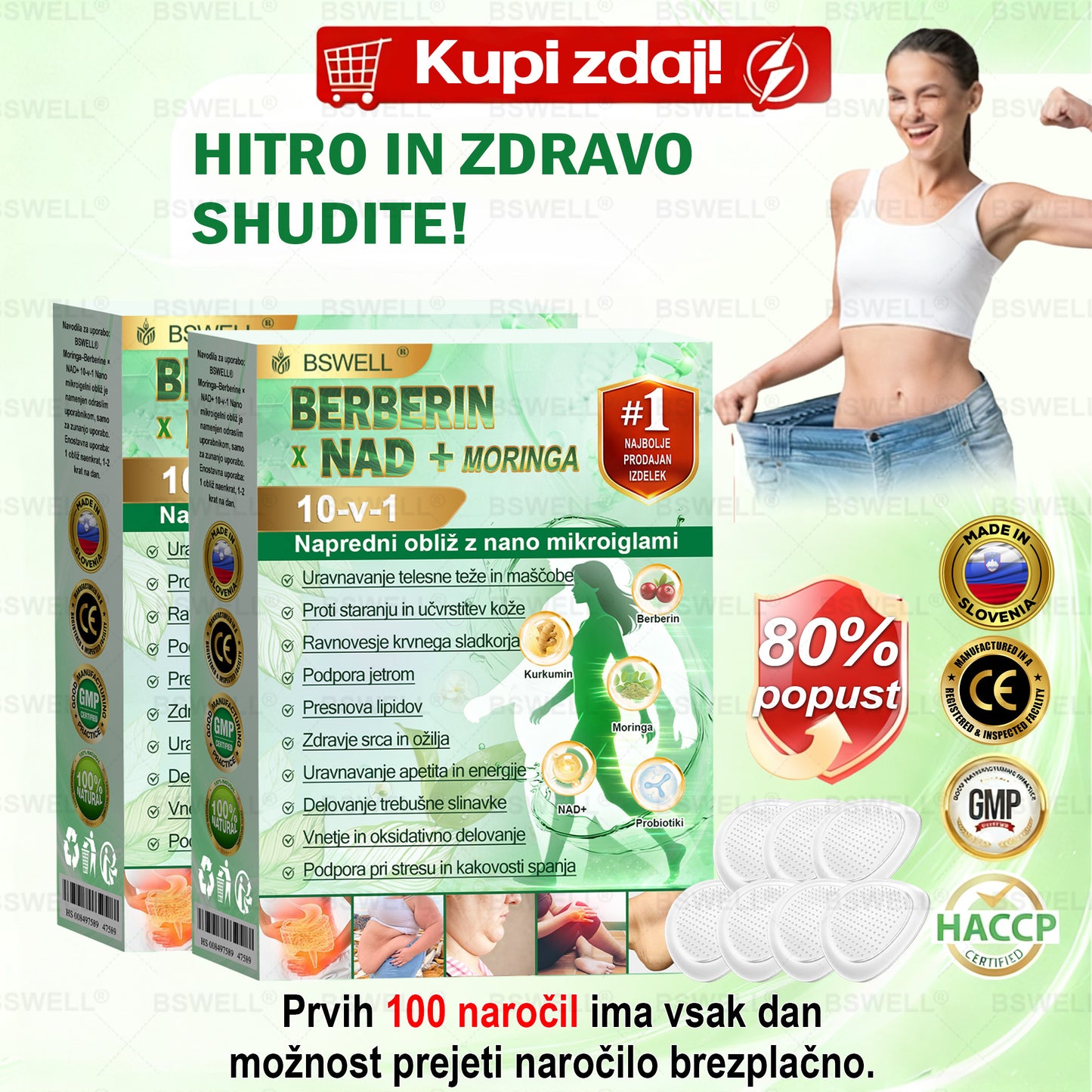 🔥🔥🔥🔥🔥BSWELL® Nano mikroneedling shujševalni obliž (Samo enkrat na dan, vidne spremembe v 28 dneh)  ✅ Za debelost, zdravje srca in ožilja, sladkorno bolezen, spalno apnejo, zdravje črevesja, težave s sklepi in še več.